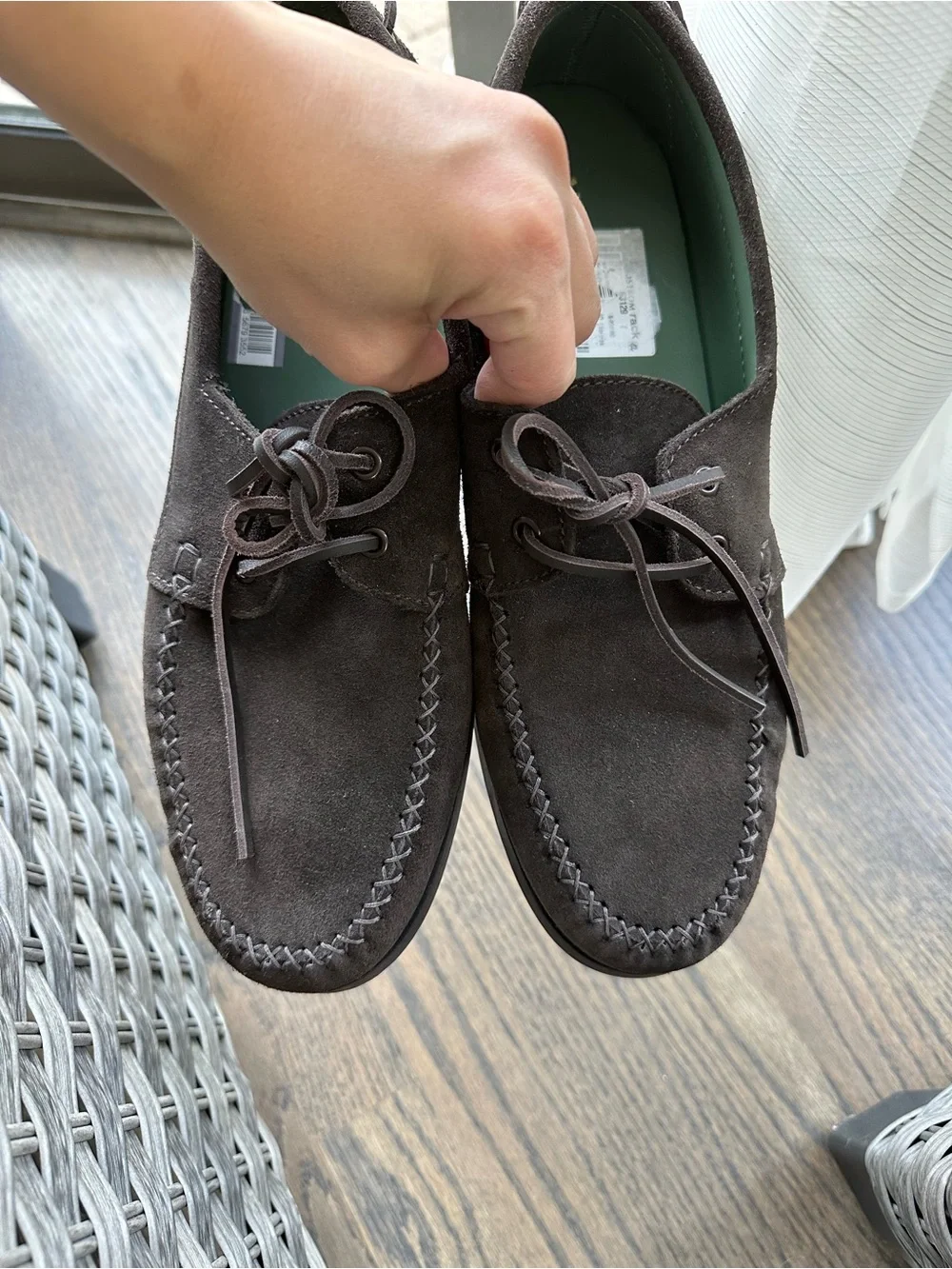 Vinny’s Men's Brown Suede Lace-Up Moc Toe Shoes